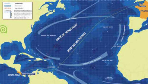Transat route from La Havre France to Puerto Limon, Costa Rica